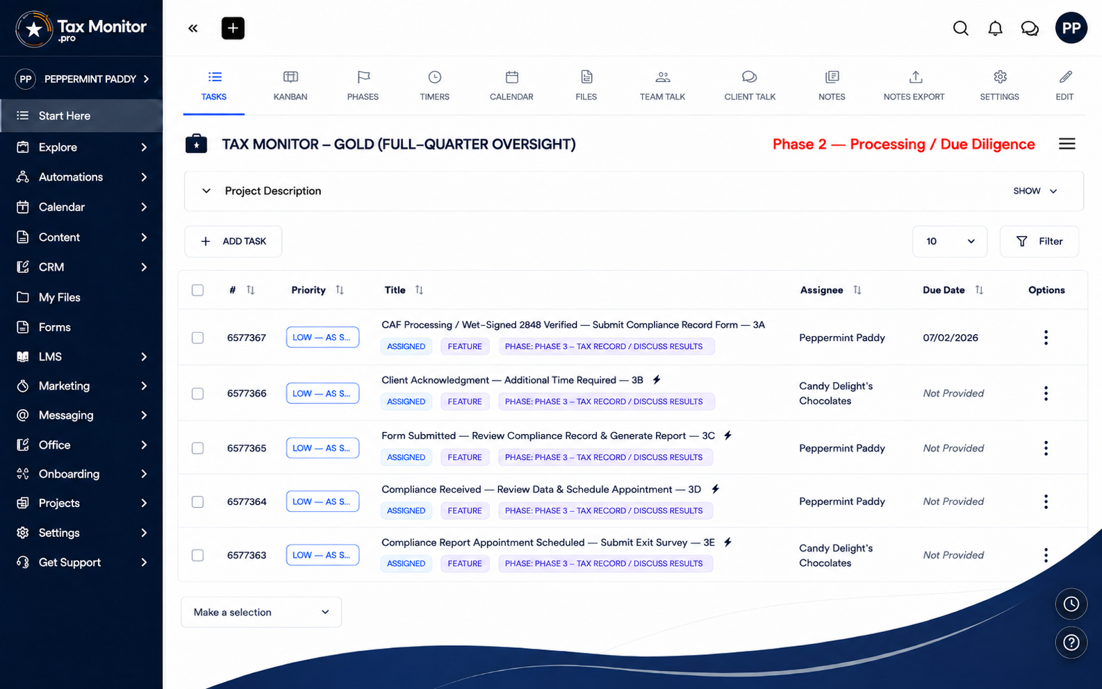 Step 3 of 4 — Processing & due diligence